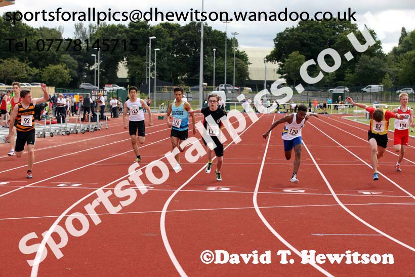 Boys under-15s 100 metres, Northern Under-13s, U-15s and 17s Championships. Photo: David T. Hewitson/Sports for All Pics